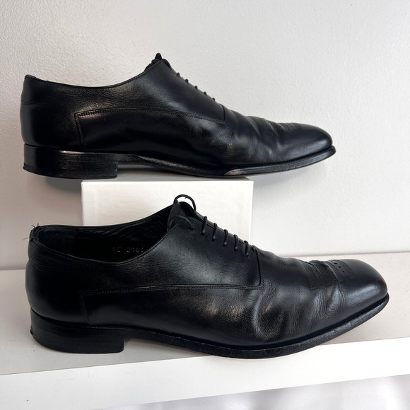 Prada Black Leather Lace Up Square Toe Oxford Shoes Men’s Size 9 2E 2186 Brogue main image 16